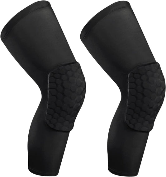 Compression Knee Pads Leg Sleeve, Hex Knee Pads for Basketball Honeycomb anti Collision Knee Pads Long Kneepads Non-Slip Football Knee Pads for Youth Adult