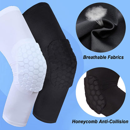 Compression Knee Pads Leg Sleeve, Hex Knee Pads for Basketball Honeycomb anti Collision Knee Pads Long Kneepads Non-Slip Football Knee Pads for Youth Adult