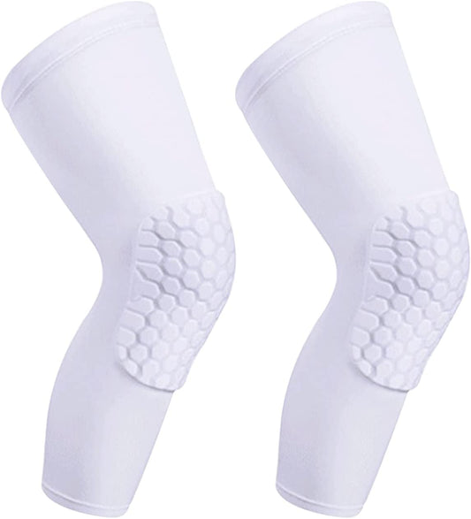 Compression Knee Pads Leg Sleeve, Hex Knee Pads for Basketball Honeycomb anti Collision Knee Pads Long Kneepads Non-Slip Football Knee Pads for Youth Adult